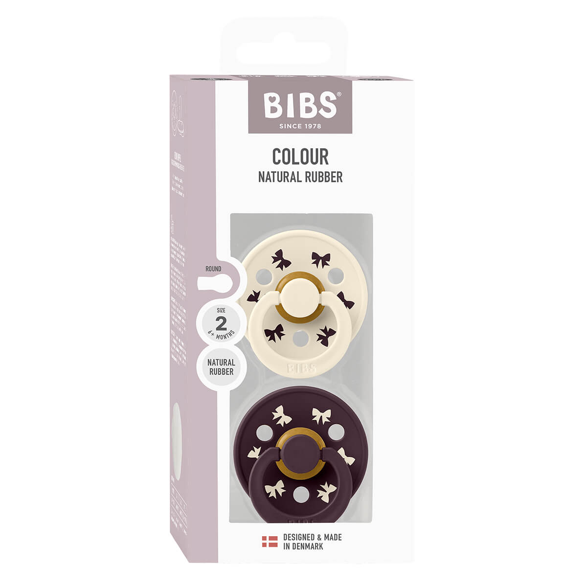 Bibs Holiday Bow 2 - Pak Colour Sut Str 2, Ivory/Plum