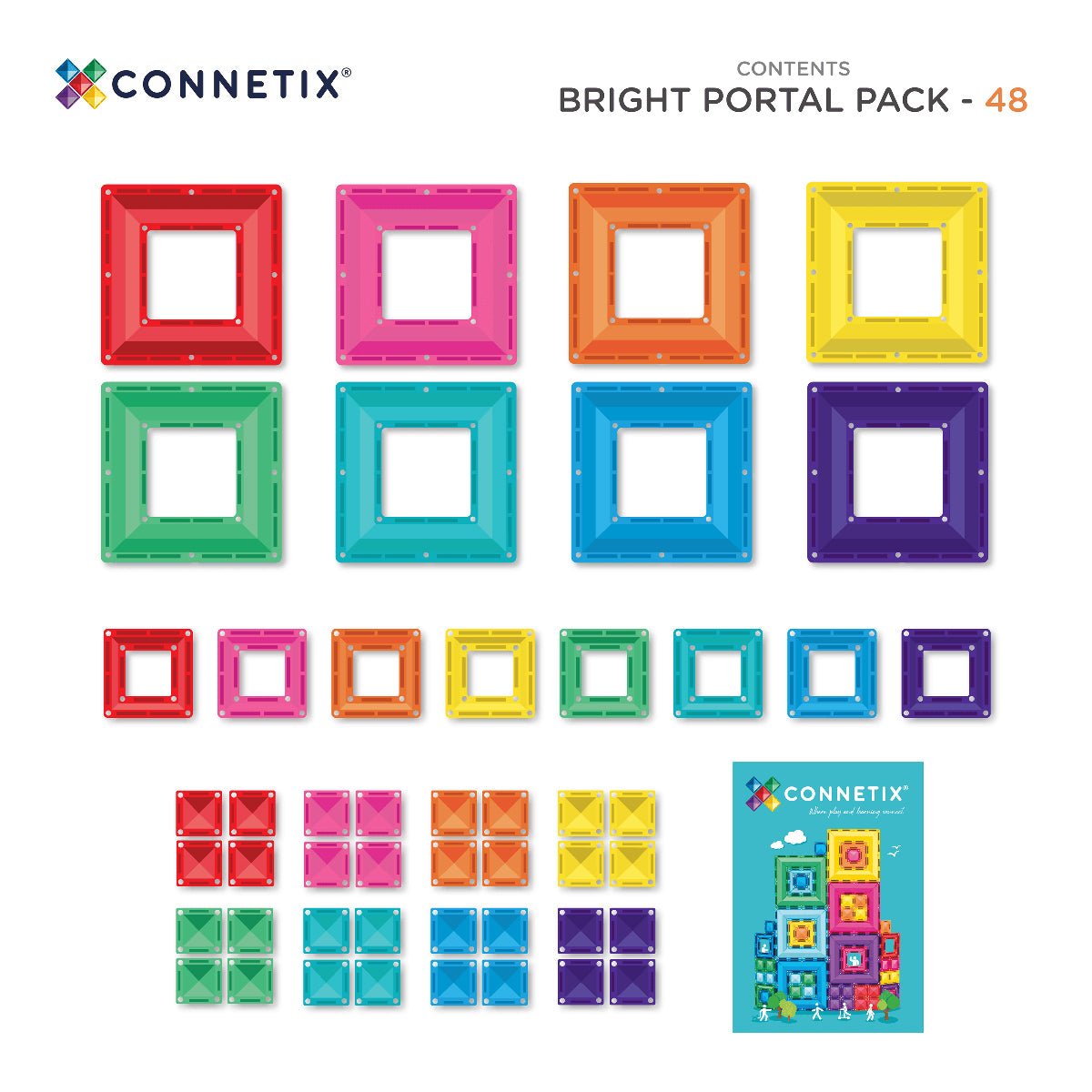 Connetix Bright Portal Pakke, 3D Magnetsæt 48 Dele