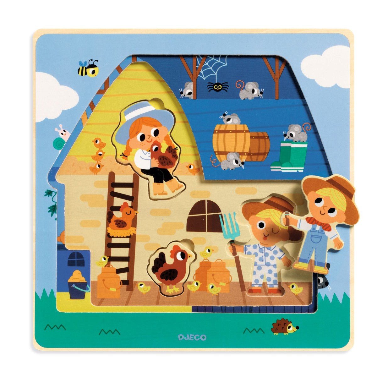 Lag - på - Lag Træpuslespil med Bondegården