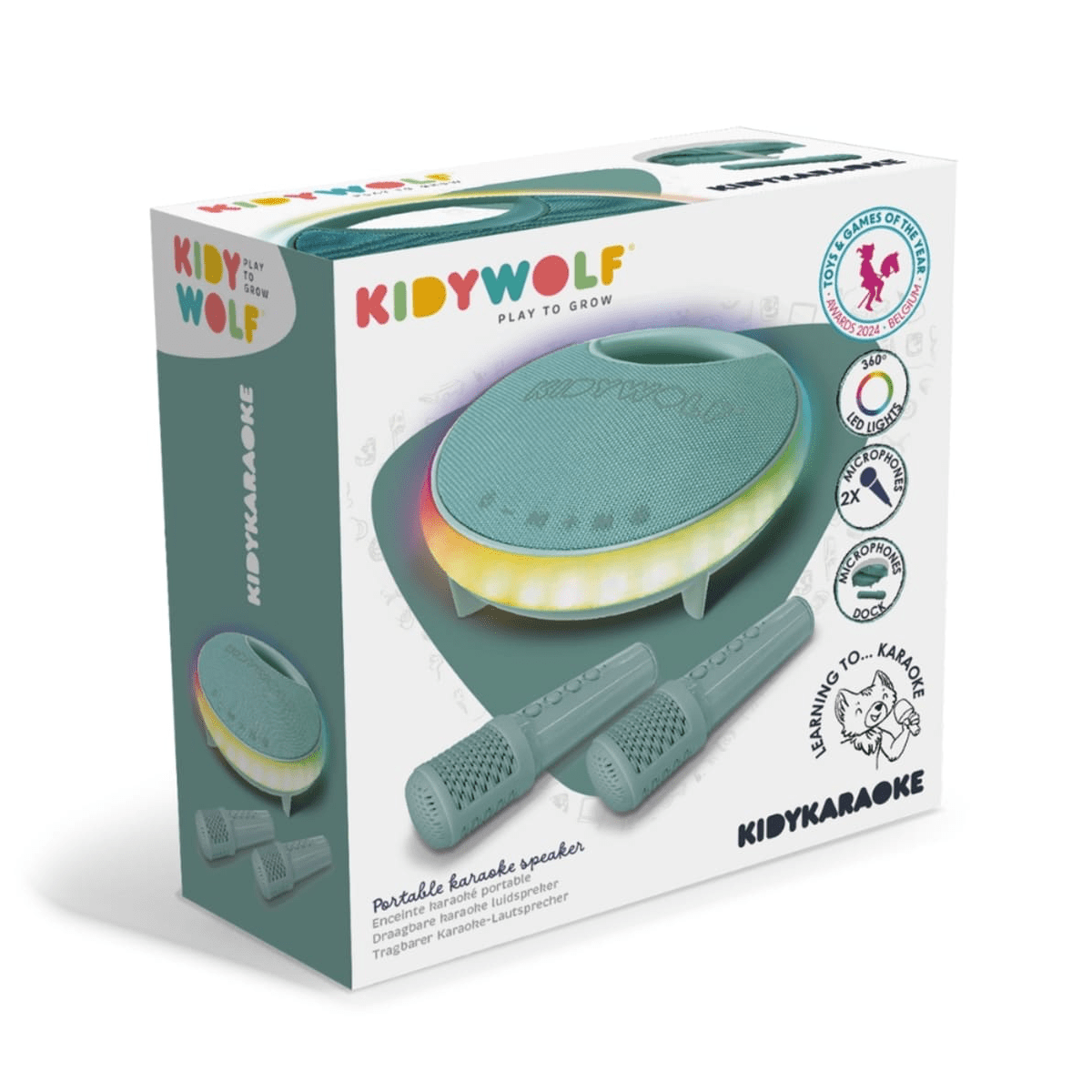 Kidywolf karaoke højtaler med 2 trådløse mikrofoner