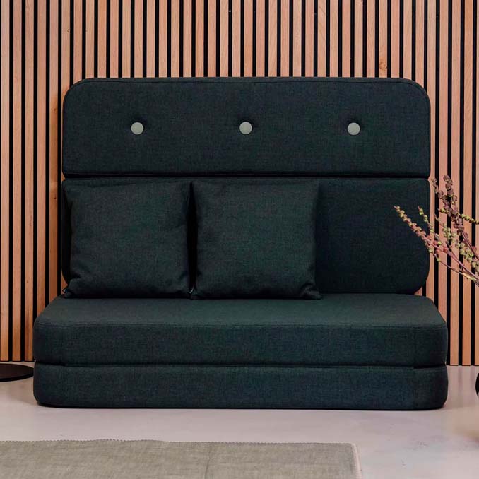 by KlipKlap 3 Fold sofa XL soft, dyb grøn med lys grøn knap