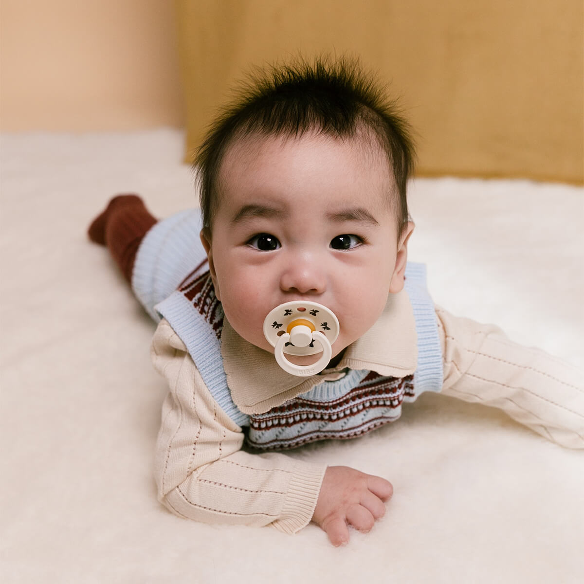 Bibs Holiday Bow 2 - Pak Colour Sut Str 2, Ivory/Plum