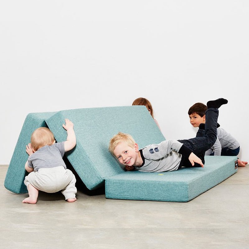 byKlipKlap 3 - fold madras, 200 cm blågrå med grå knapper