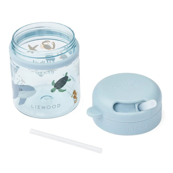 Liewood Pavia Tritan-Becher mit Strohhalm, Meerestier/sandfarben