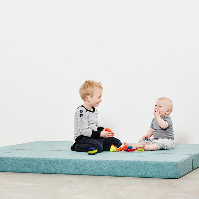byklipKlap 3 - fold madras, 180 cm blågrå med grå knapper