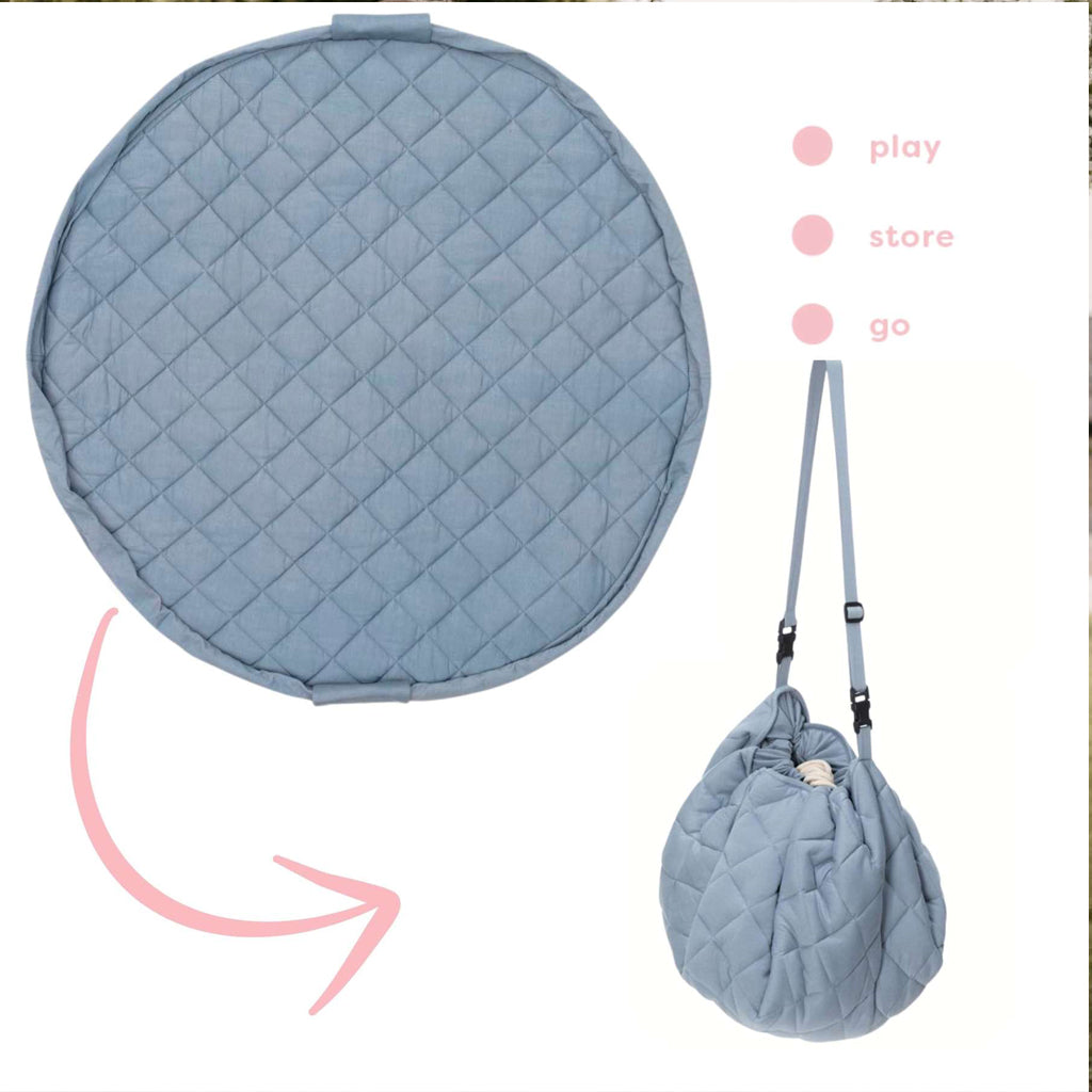 2-I-1 Noomad Dusty Blue Legetæppe & Organizer
