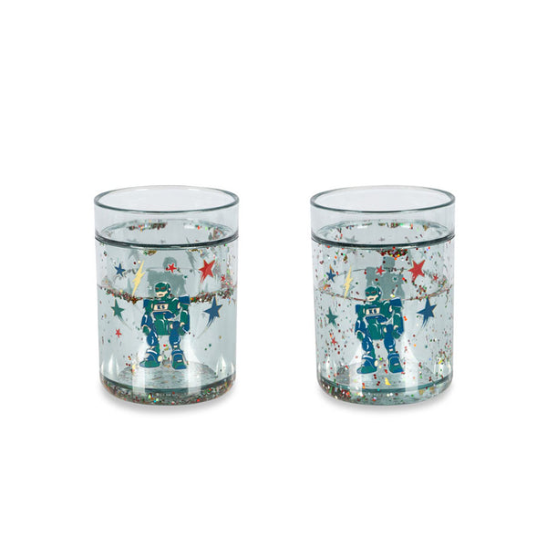2er-Pack Glitzerbecher, Hero Robot