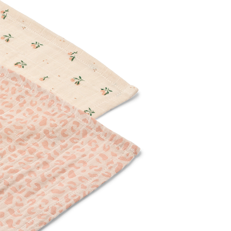 2-Pak Lewis Muslin Stofbleer i Mini Leo / Mini Peach Mix