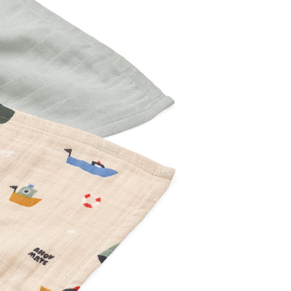 2er-Pack Lewis Musselin-Stofftücher in Sailing/Dove Blue Mix