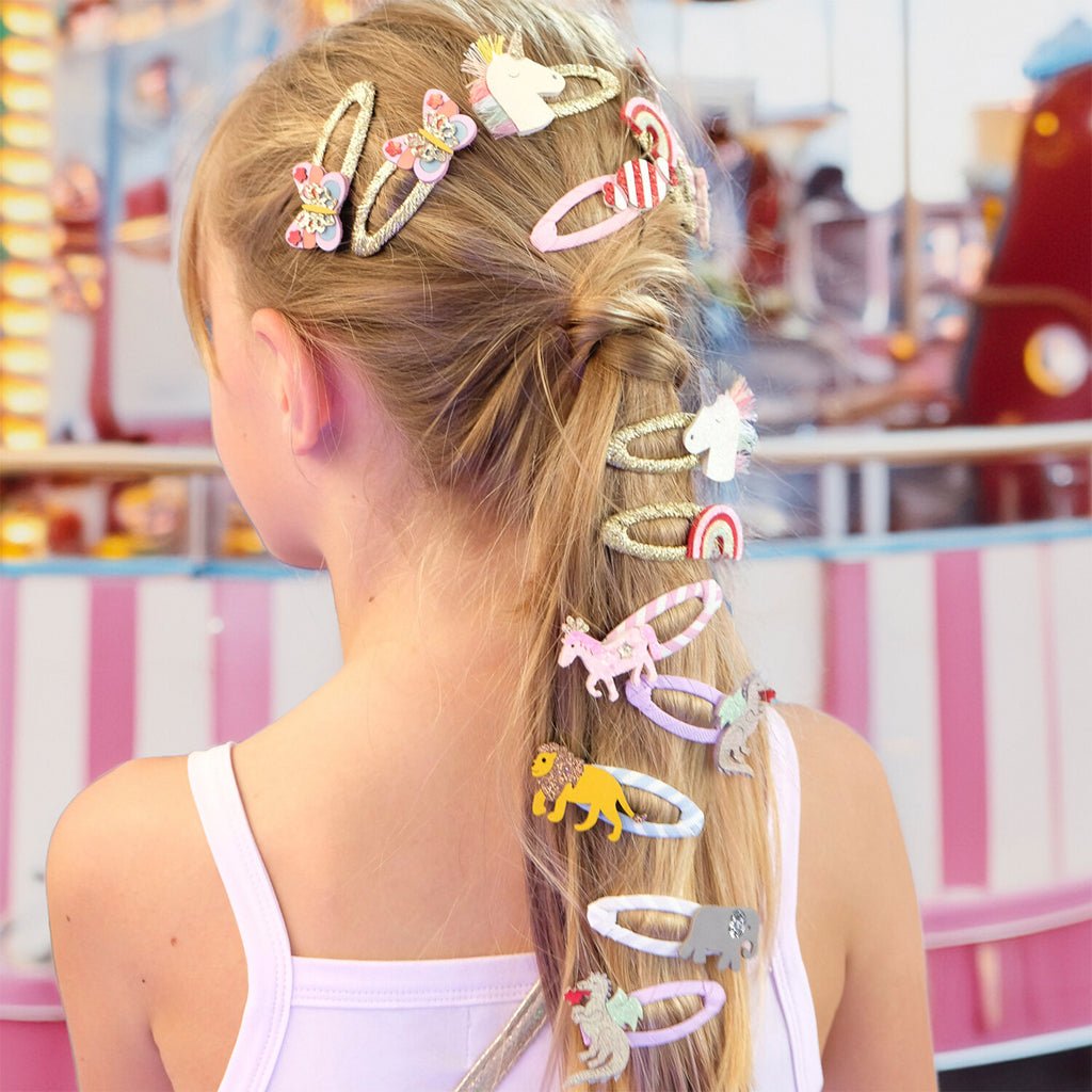 2-er-Pack Regenbogen-Einhorn-Haarclips