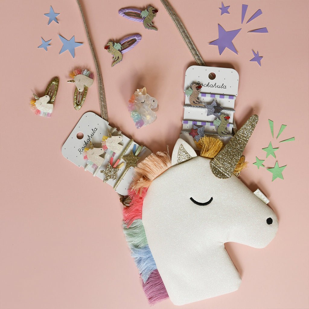 2-er-Pack Regenbogen-Einhorn-Haarclips