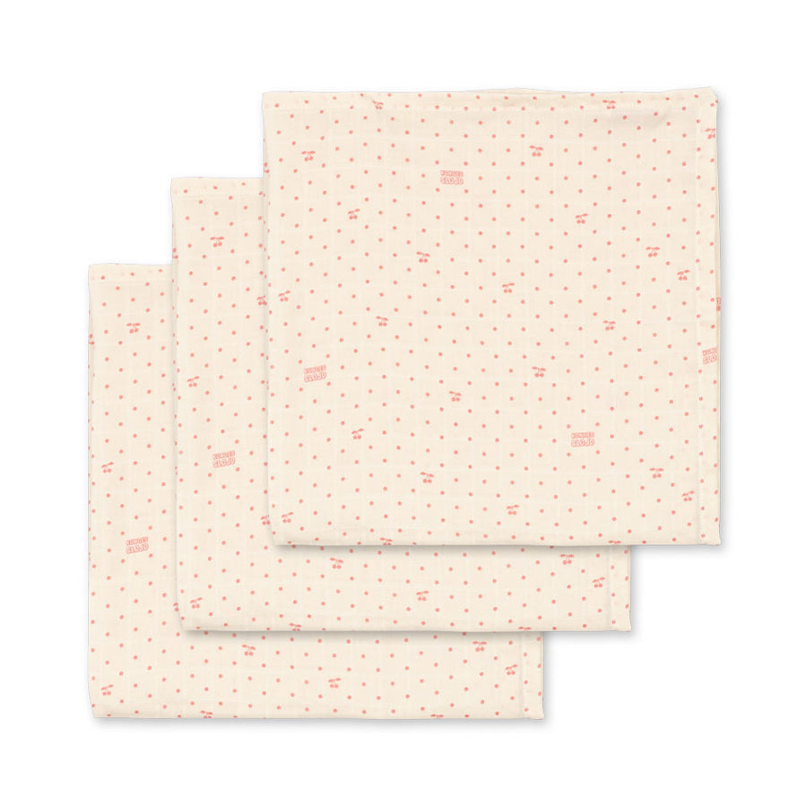 3-er-Pack Musselin-Stoffwindeln in Cherry Dot