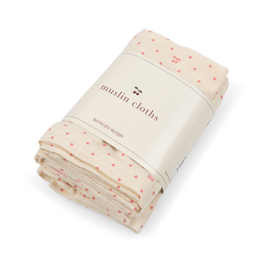 3-er-Pack Musselin-Stoffwindeln in Cherry Dot