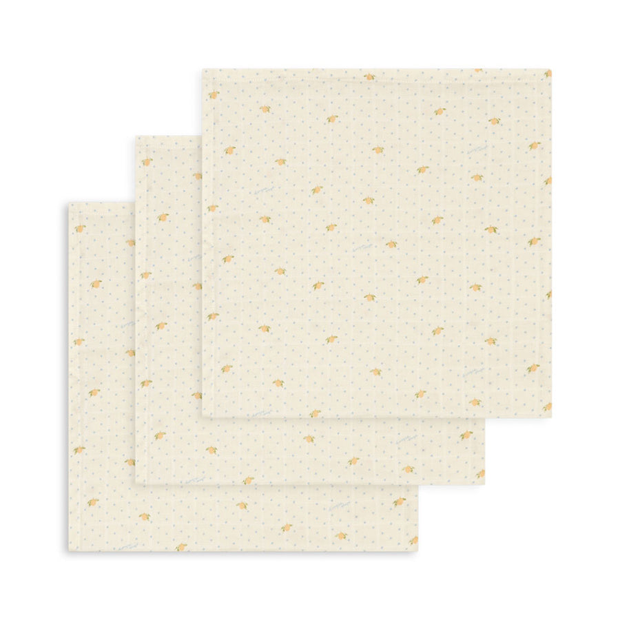 3-Pack Musselin-Stoffwindeln mit Lemon Dot