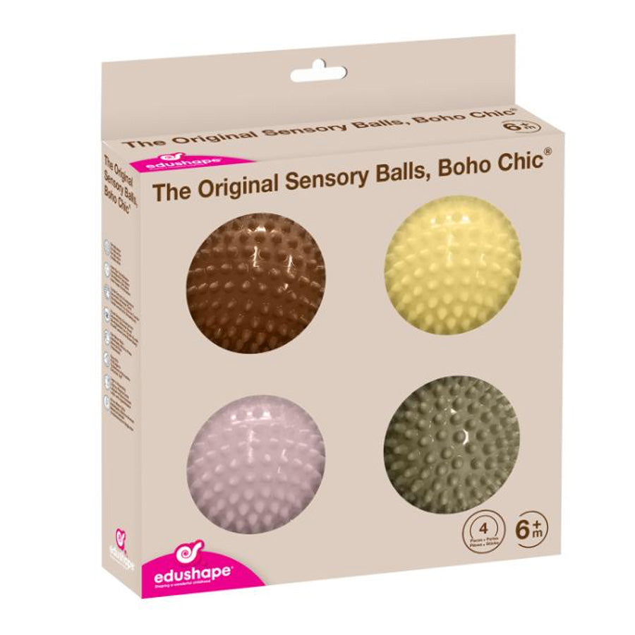 4-er-Pack Sinnesbälle im Boho-Chic (10 cm)