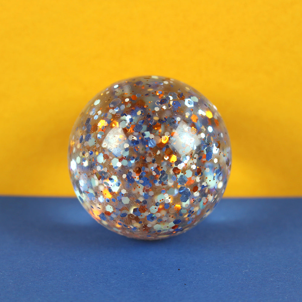 Flummiball Mit  Konfetti, Blau/Kupfer