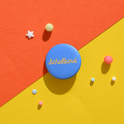 Button Schulkind - Senf Mit Hintergrund Blau