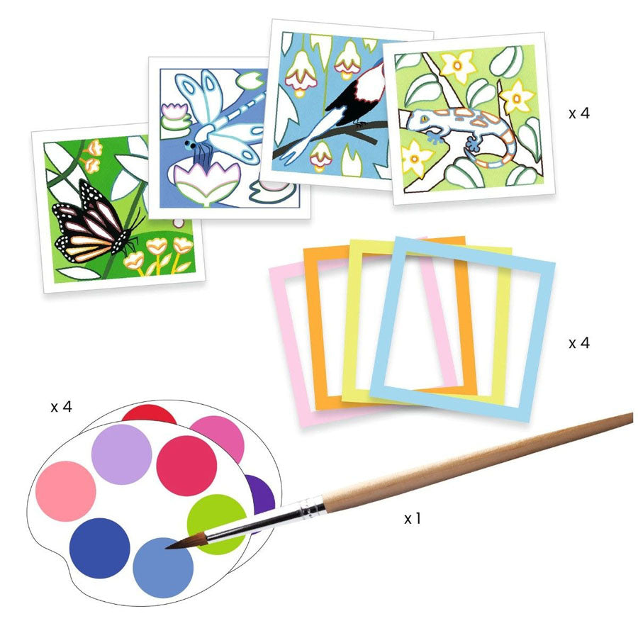 Aquarellset mit Karten und Rahmen – Indonesien