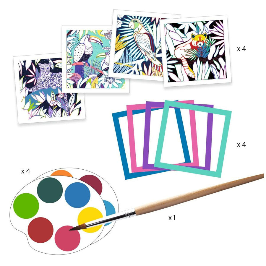 Aquarellset mit Karten und Rahmen - Dschungel