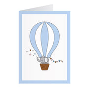 Karte mit Elefant im Luftballon blau (A6)