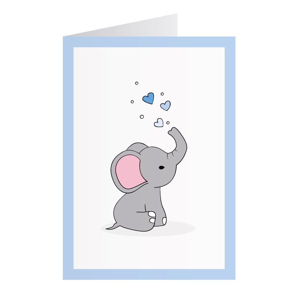 Kort Med Elefant Blå (A6)