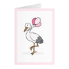 Karte mit rosa Storch (A6)