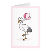 Karte mit rosa Storch (A6)