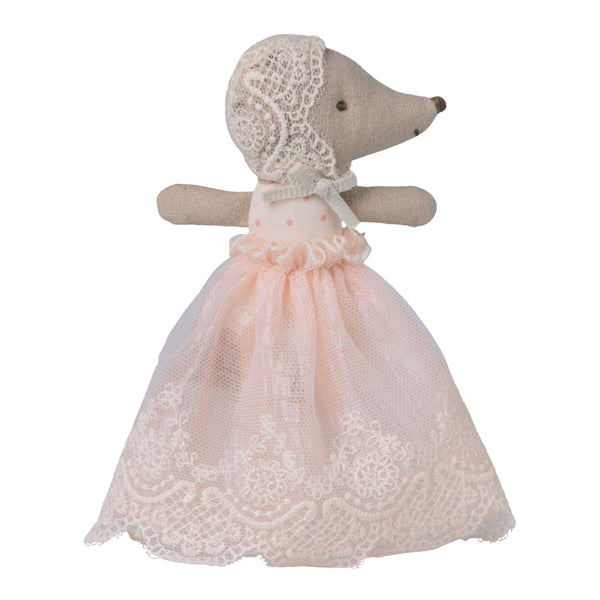 Babymaus in Rosa Taufkleid