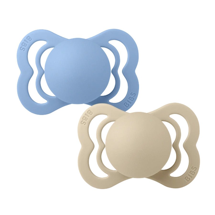 Bibs Supreme 2 - Pak Silikone Sut, Str 1 - Vanilla / Sky Blue