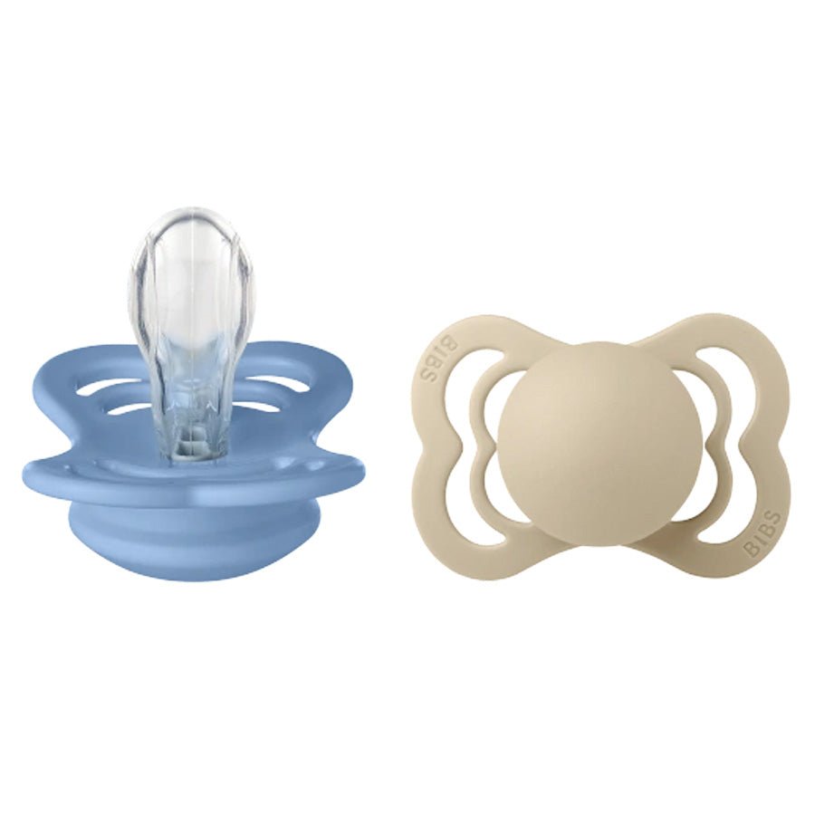 Bibs Supreme 2 - Pak Silikone Sut, Str 1 - Vanilla / Sky Blue