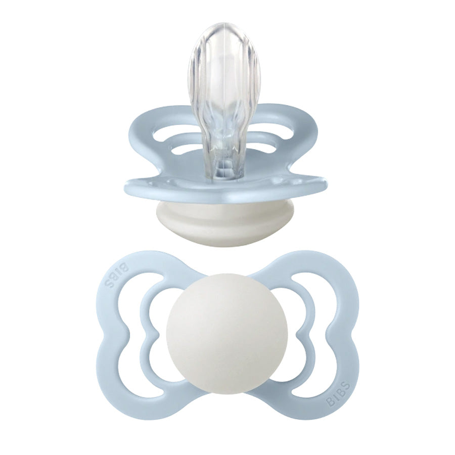 Bibs Supreme Silikone-Schnuller, Gr. 2 - Baby Blue NIGHT