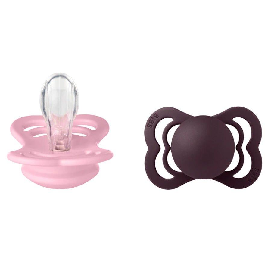 Bibs Supreme 2 - Pak Silikone Sut, Str 1 - Baby Pink / Plum