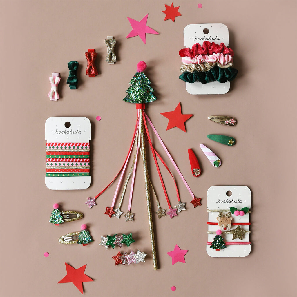 Haarclips mit Weihnachtsbaum-Glitzer