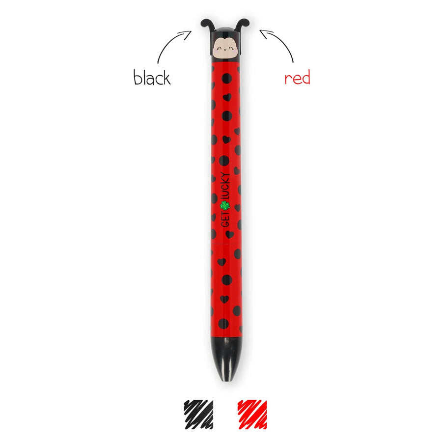 Legami Click & Clack Kugelschreiber mit 2 Farben Marienkäfer