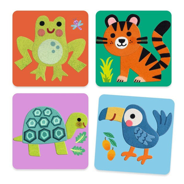 Filz-Collage mit süßen Tieren