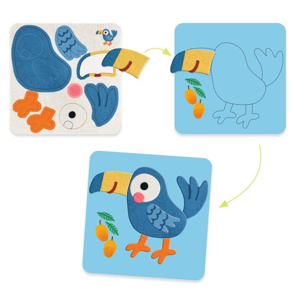 Filz-Collage mit süßen Tieren