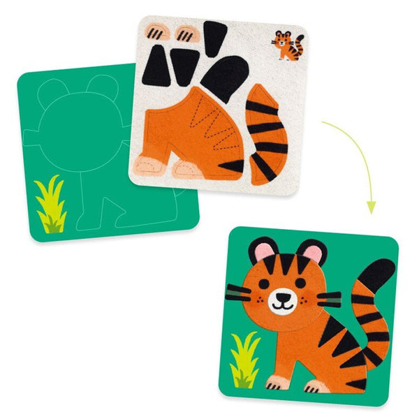 Filz-Collage mit süßen Tieren