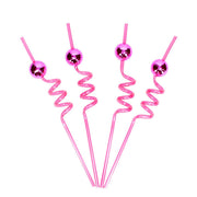 Disco Kugle Party Sugerør, 4 Stk - Pink