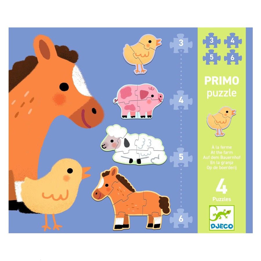 Djeco 4 - i - 1 Puslespil, 3 - 4 - 5 Og 6 Brikker