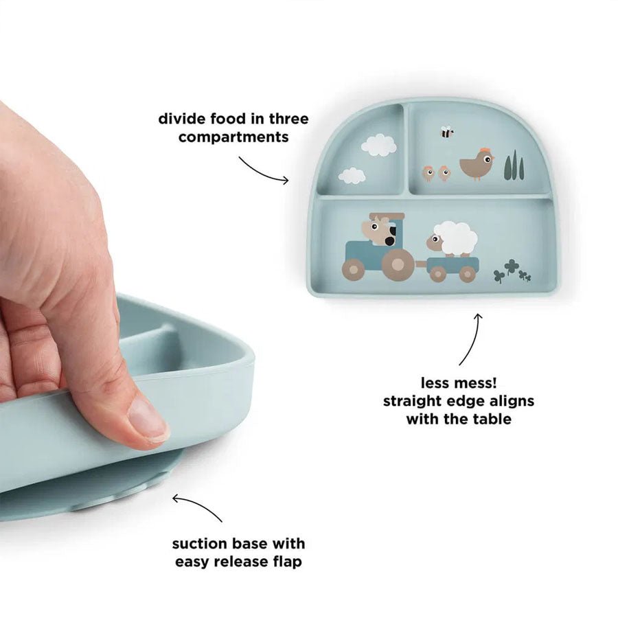 Done by Deer Stick & Stay Rumopdelt Tallerken, Tiny Farm Blå