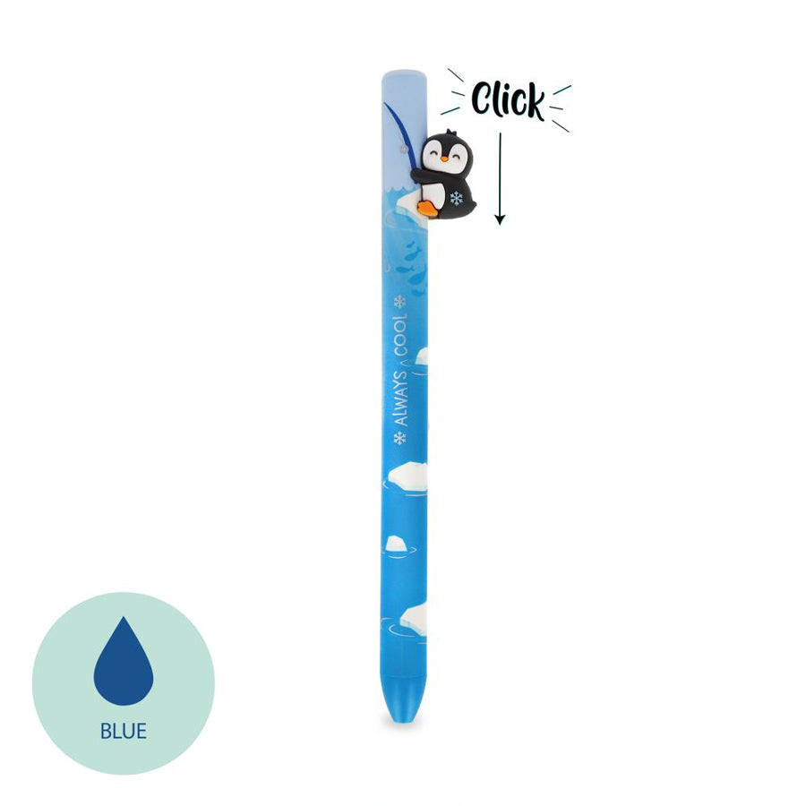 Kugelschreiber 'kostenlose Umarmungen' mit Pinguin, blau