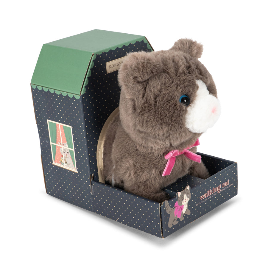 Laufende Katze in Grau