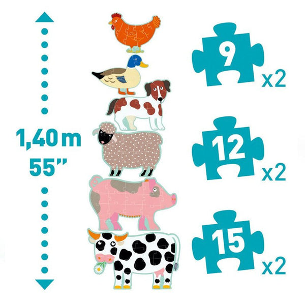 Gigantesches Puzzle mit Honoré und ihren Freunden (9+12+15 Teile)