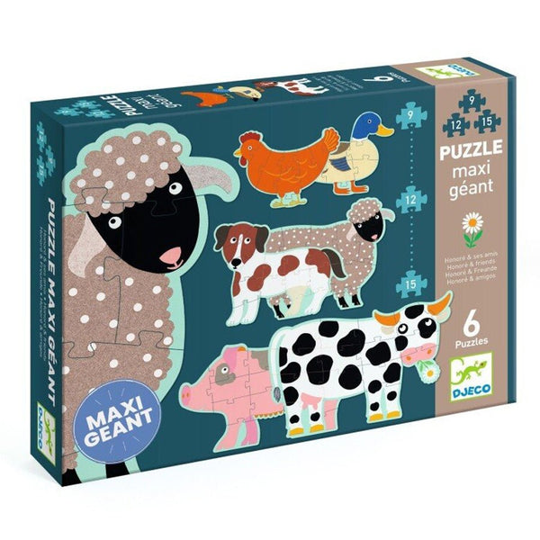 Gigantesches Puzzle mit Honoré und ihren Freunden (9+12+15 Teile)