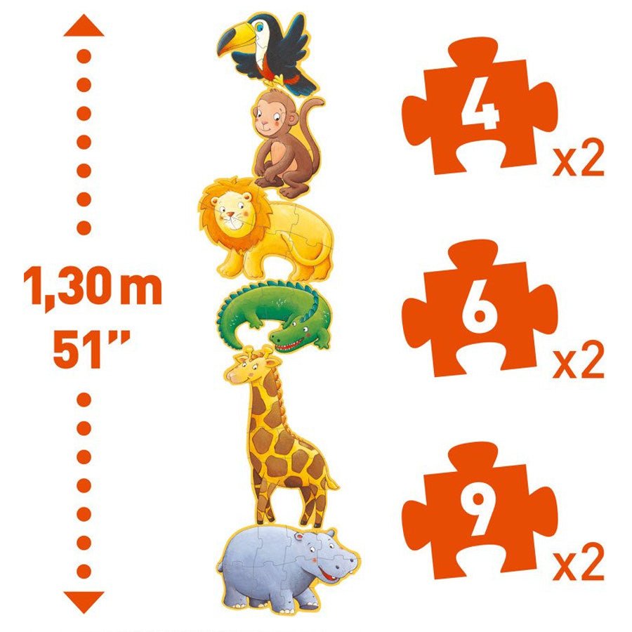 Gigant Puslespil med Marmoset og Venner (4+6+9 brikker)