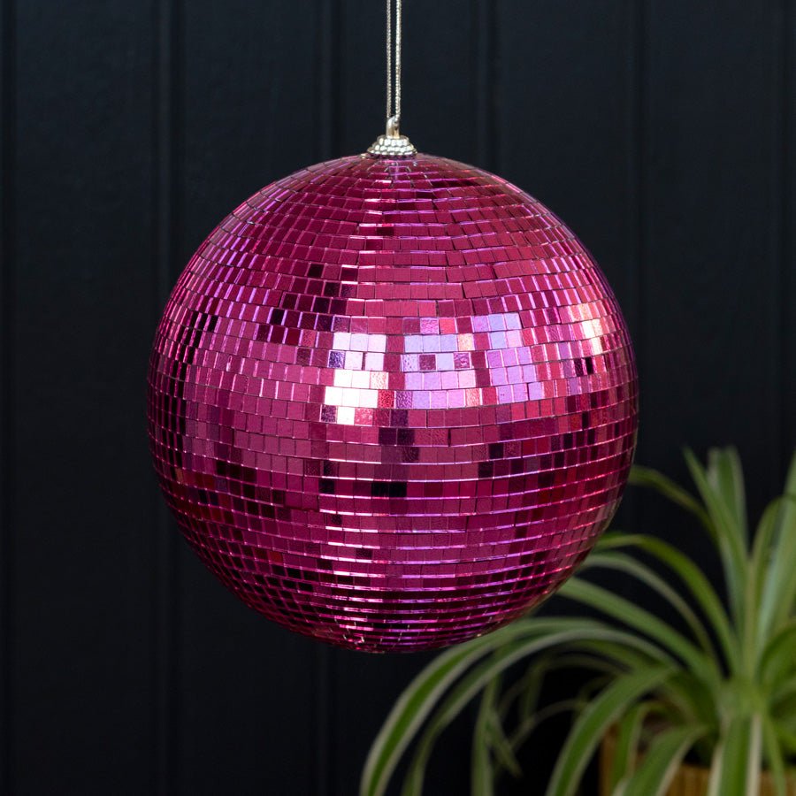 Disco Kugle Til Ophæng 15 cm - Pink