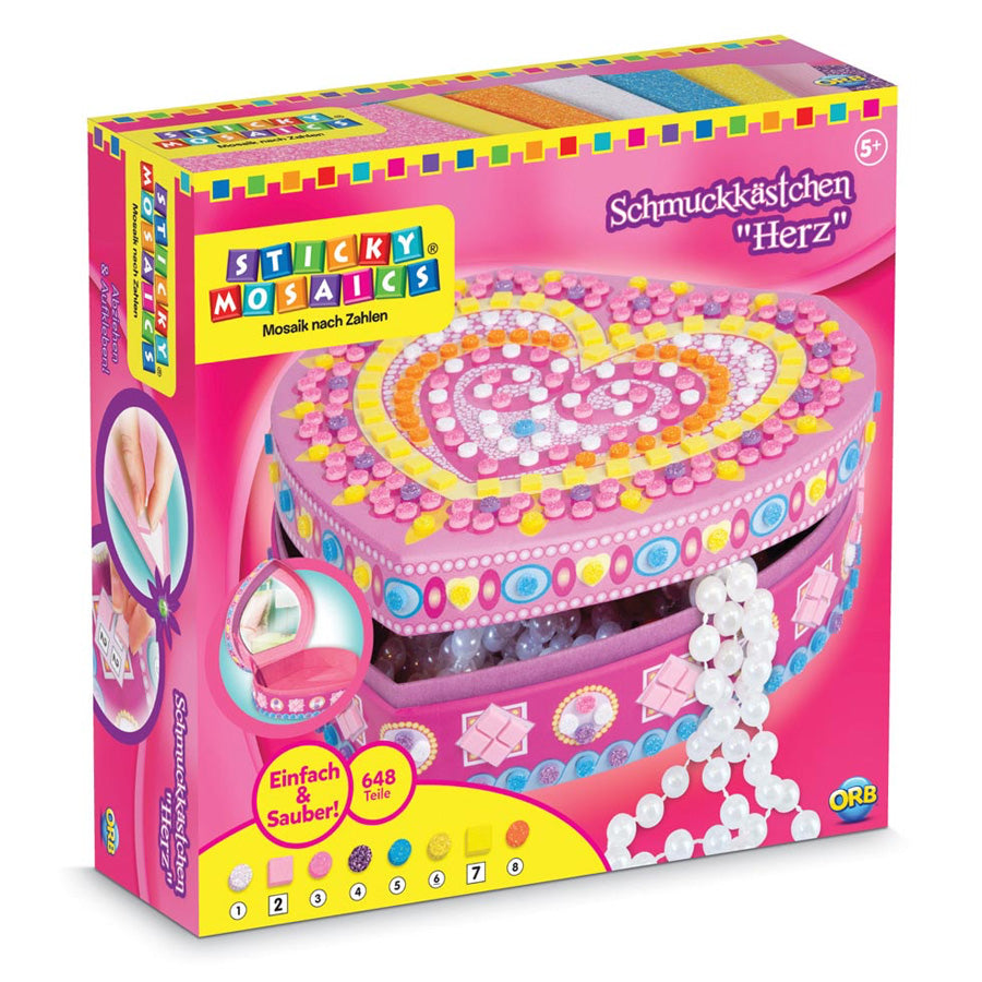Herz-Schmuckkästchen mit Klebemosaiken