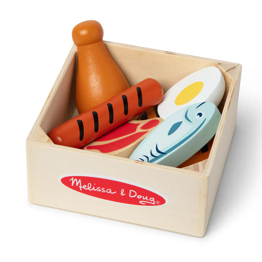 Fleisch- und Fisch-Spielessen aus Holz