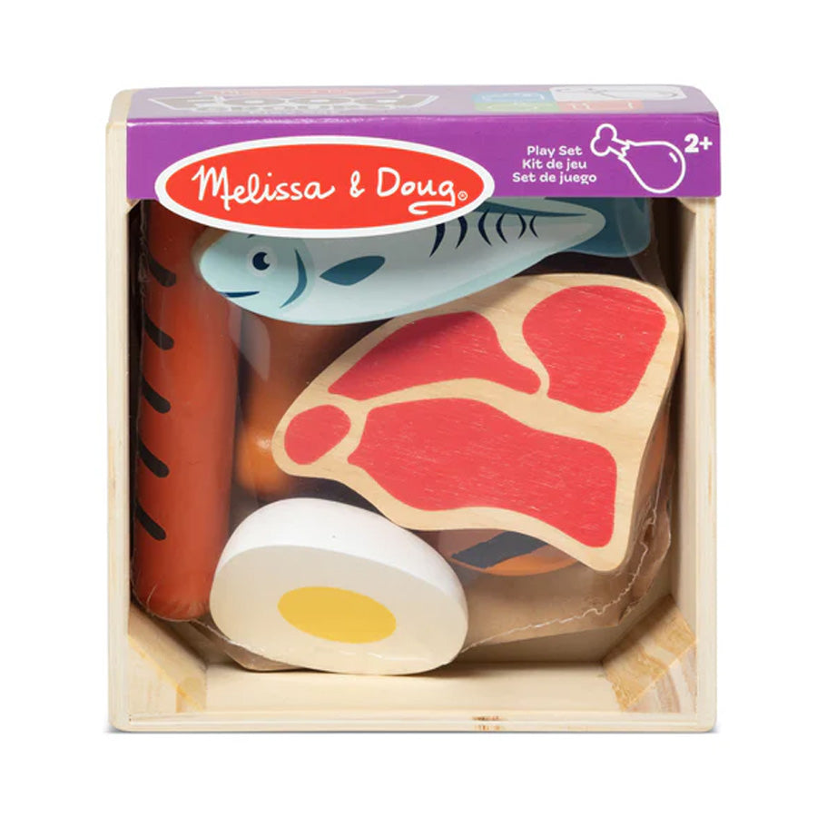 Fleisch- und Fisch-Spielessen aus Holz