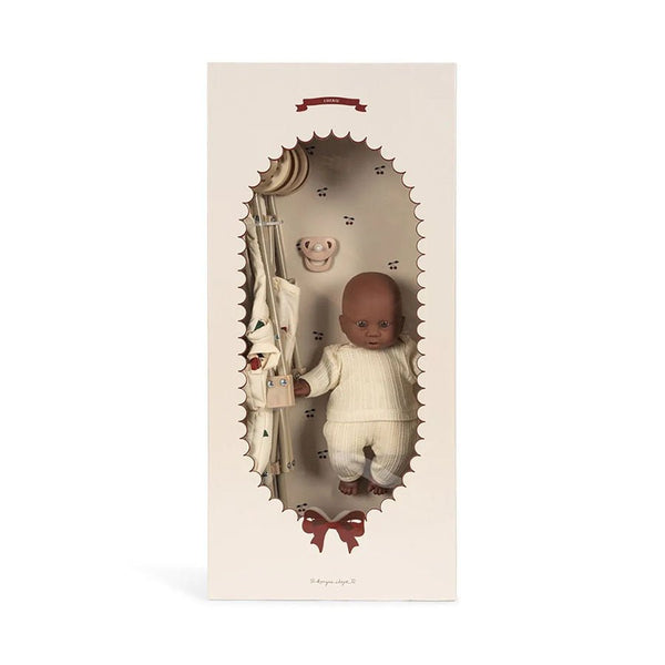 Konges Sløjd Cherie Puppe mit Bollerwagen, ma grande cerise glitter